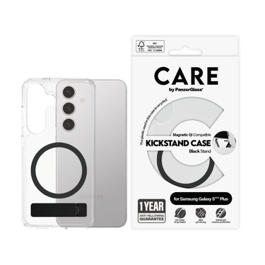PanzerGlass CARE Kickstand with Magsafe Case for Samsung Galaxy S25 Plus- Clear/Black